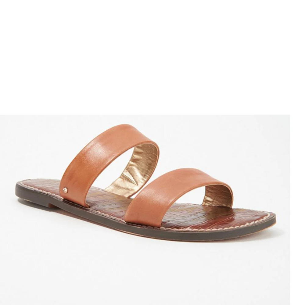 Sam Edelman Leather Double Strap Slide Sandals Gala Saddle - Medium - Picture 2 of 6